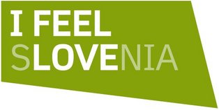 I feel Slovenia Logotip I feel Slovenia z zelenim ozadjem
