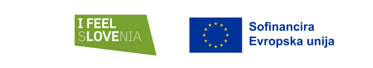 Logotipa I feel Slovenia ter Sofinancira Evropska unija za projekt v okviru evropske kohezijske politike v Sloveniji med letoma 2021 in 2027.