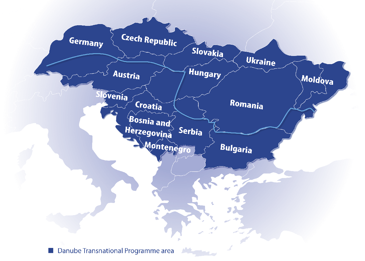 DANUBE region map in the DRIM project