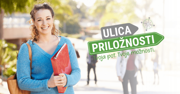 Dekorativna slika za dogodek Ulica priložnosti, na Bregu v Ljubljani, 1. oktobra 2026. Dogodek je namenjen predvsem mladim, s sloganom Tvoja pot.Tvoje možnosti. V organizaciji Zavoda RS za zaposlovanje, skupaj s partnerji. 