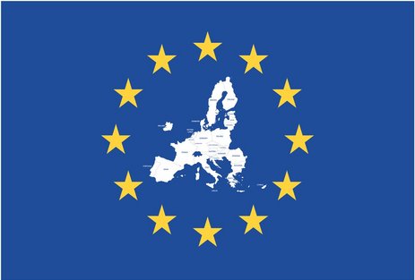 Dekorativna slika zemljevida EU na podlagi zastave EU