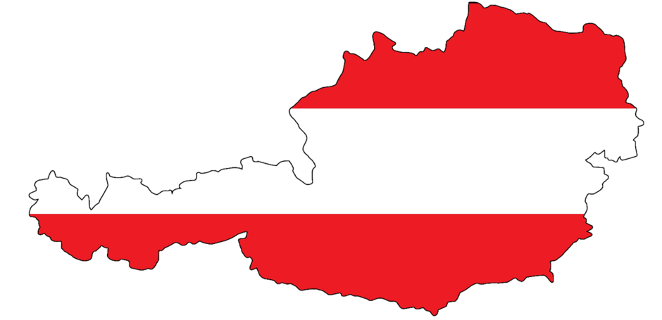 Avstrijska zastava v obliki zemljevida države