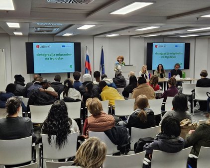 Udeleženci prvega v nizu dogodkov Integracija migrantov na trg dela, v okviru projekta Labour Int III, Ljubljana, 6. 2. 2025
