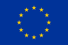 Logo EU: modra zastava Evropske unije, na njej 12 rumenih peterokrakih zvezd, razporejenih v krogu