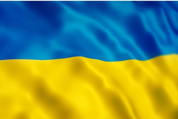 Dekorativna slika: zastava Ukrajine (zgoraj modra, spodaj rumena)