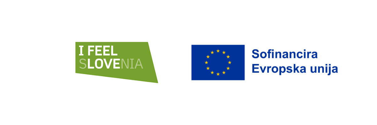 Logotipa I feel Slovenia ter Sofinancira Evropska unija za projekt v okviru evropske kohezijske politike v Sloveniji med letoma 2021 in 2027.
